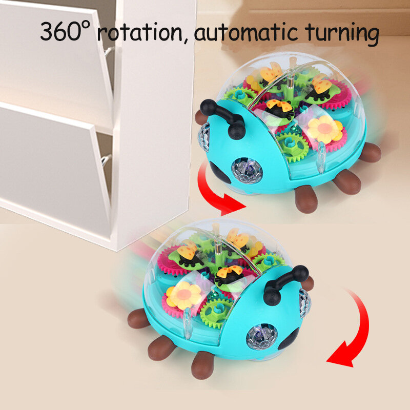Música eléctrica con escarabajo ligero, juguetes de rotación de 360 ° para caminar, lindo juguete de sonido interactivo, juguetes de educación temprana para niños y bebés