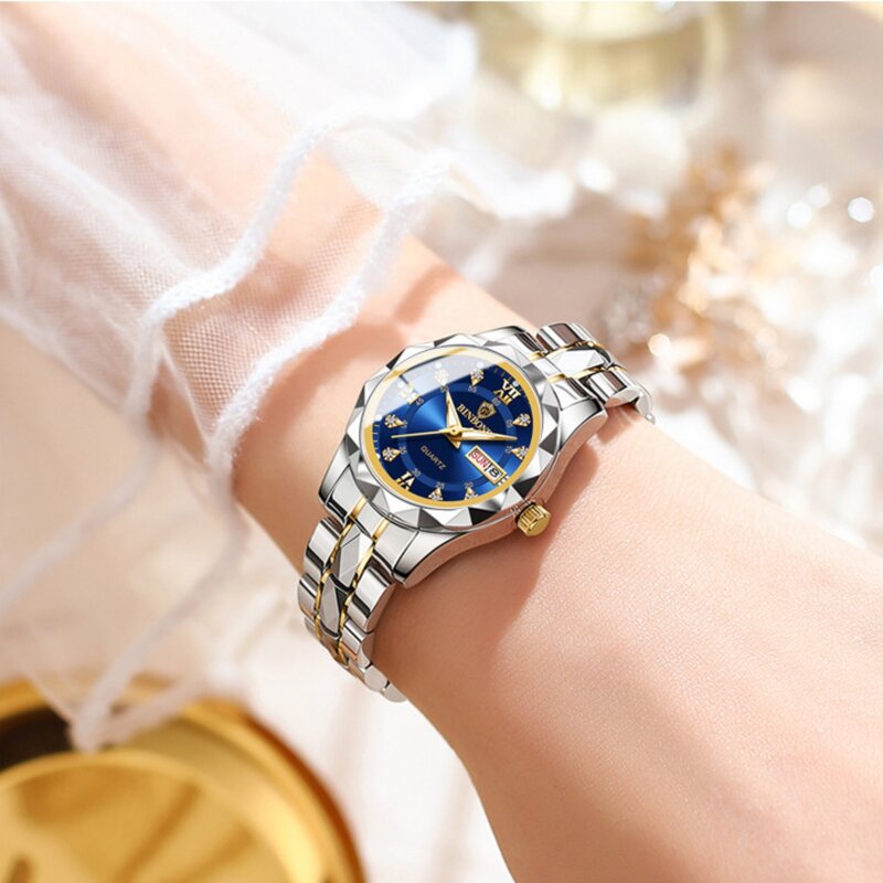 Jam pasangan, 2 buah/Set jam tangan kuarsa Jepang merek mewah pria wanita jam tangan tahan air baja nirkarat Hannah Martin hadiah jam