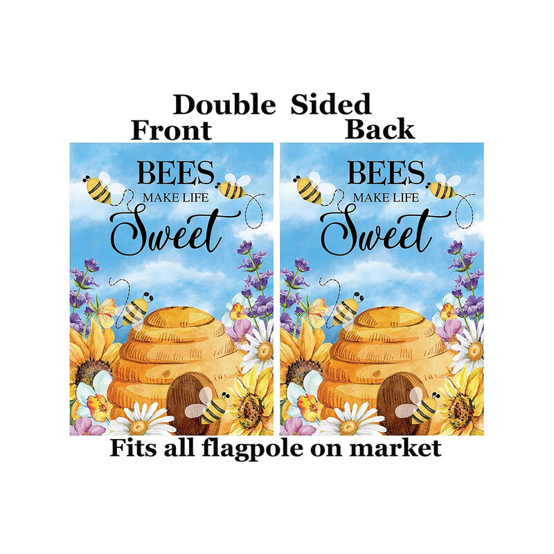 1 multicolored summer sunflower flower watermelon bee dwarf double-sided printed garden flag, excluding flagpole