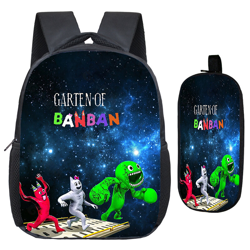 Jogos Garden of Banban Print Mochila para crianças, mochilas escolares, mochila de anime dos desenhos animados para meninos e meninas, mochila diária, conjunto 2 peças