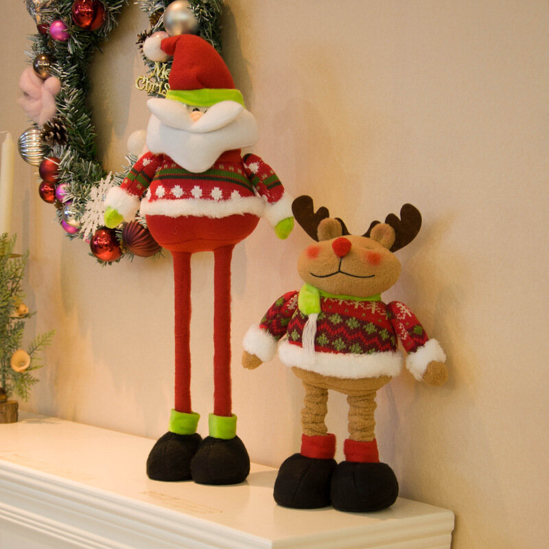 Выдвижная Рождественская кукла, искусственная для дома, Рождественское украшение, рождественский подарок для детей, новый год 2022