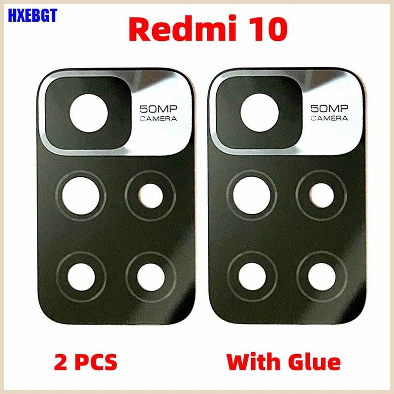2 buah kaca lensa kamera untuk Xiaomi Redmi 10 penutup kaca kamera belakang dengan stiker perekat suku cadang perbaikan mi 10 merah