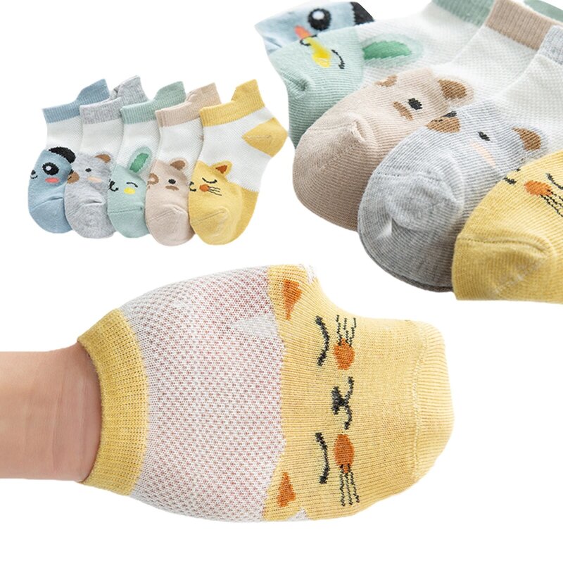 Mild seed Baby Mädchen Jungen 5 Stück Baumwoll socken weiche Crew Socken Kaninchen atmungsaktive Mesh dünne Socken für Kleinkinder und Kinder