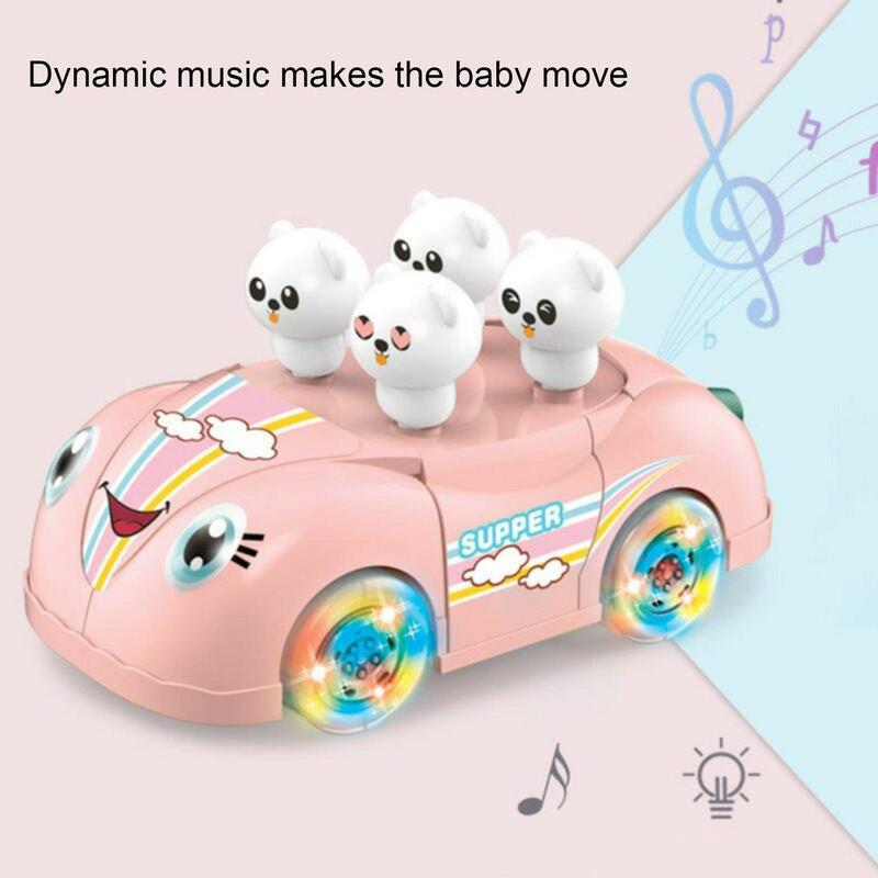 Zestaw do demontażu muzyki elektrycznej uniwersalny samochód z obrotem 360 stopni zabawki z kreskówek montażu DIY składany uniwersalny samochód