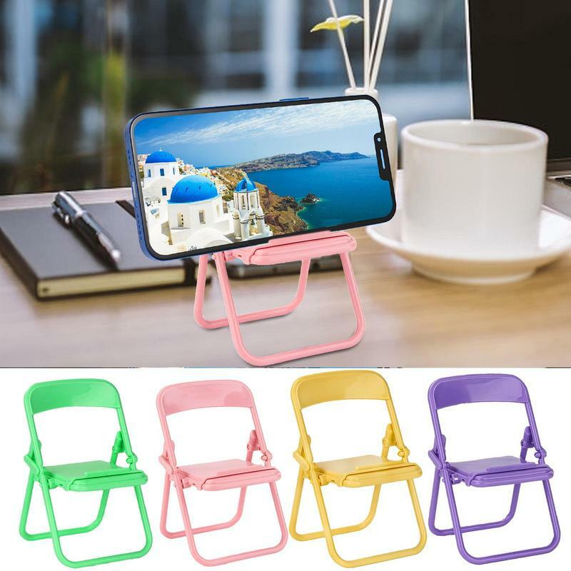 Mini krzesło stojak na telefon komórkowy przenośny uroczy kolorowy regulowany składany stolec leniwy uchwyt na telefon ipad telefon komórkowy
