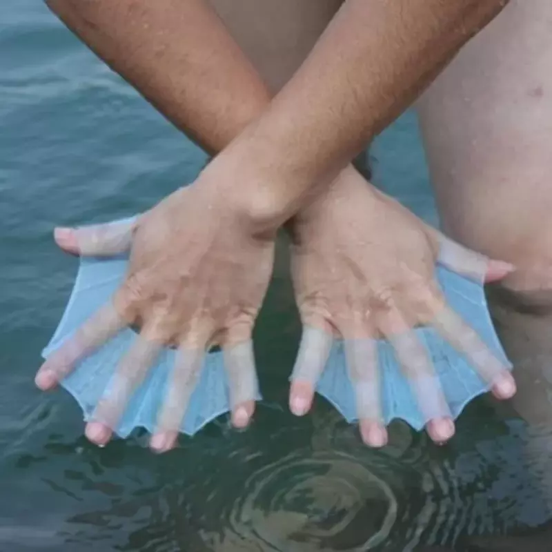 2 pezzi guanti palmati per dita da nuoto pinne a mano per rana pinne per palmo
