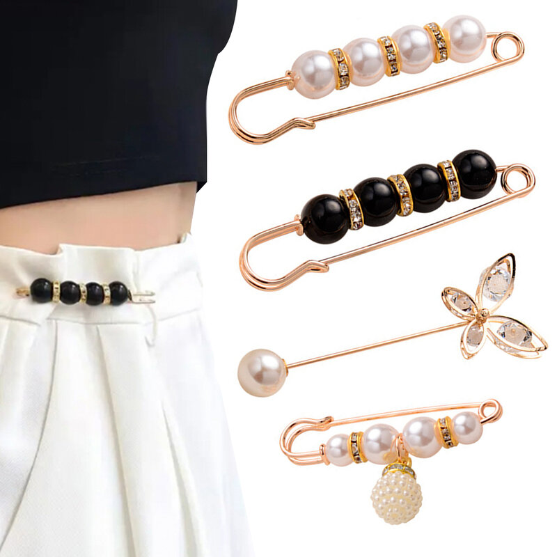 Brooch Set Pearl Rhinestone Brooches for Women's Clothing Lapel Pin Tightening Waist Pin Diy Accessories