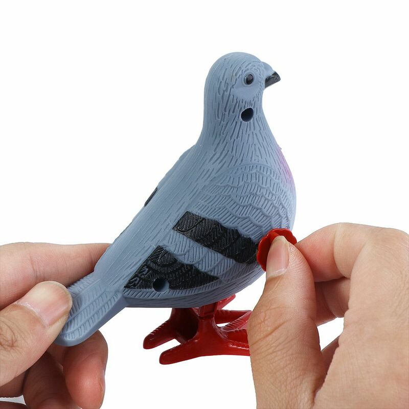 Brinquedo modelo educacional do pombo com pena artificial, puxar para trás, Wind Up Figurine, Clockwork animal