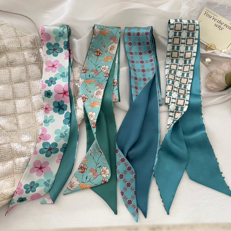 Printed Silk Scarf Hair Ribbon Ribbon Hair Ties Long Bow Women's Hundred And One Floating Headband Accessories