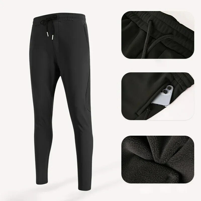 Men's Outdoor Running Casual Sweatpants Gym Workout Breathable Pants Drawstring Zip Pocket Straight Leg Trousers Climbing