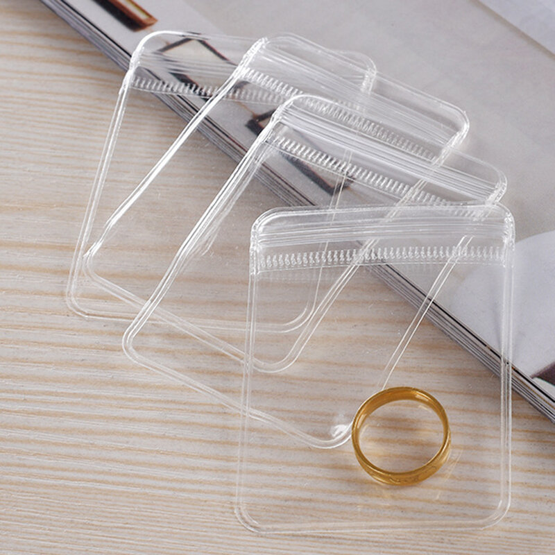 20 Buah Tas Kantong Perhiasan PVC Transparan Tas Penyimpanan Kunci Zip Anti-oksidasi untuk Kemasan Display Kalung Gelang Anting