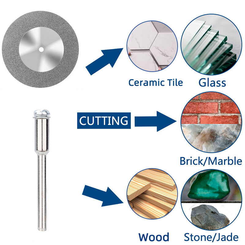 XCAN Mini Diamond Saw Blade 16-60mm  Diamond Cutting Disc With Mandrel For Dremel Rotary Tools Grinding Wheel 5pcs