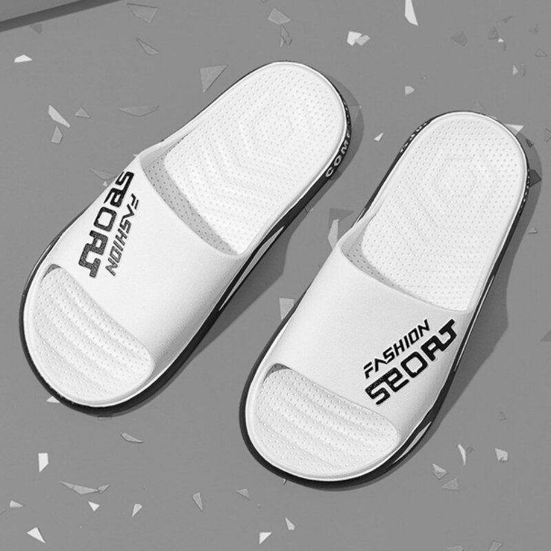 Men's Sports Slippers, Fashion Casual Sandals Non-slip Summer 2024 PVC Soft Sole Beach Flip Flops Home Bathroom Couples Slippers