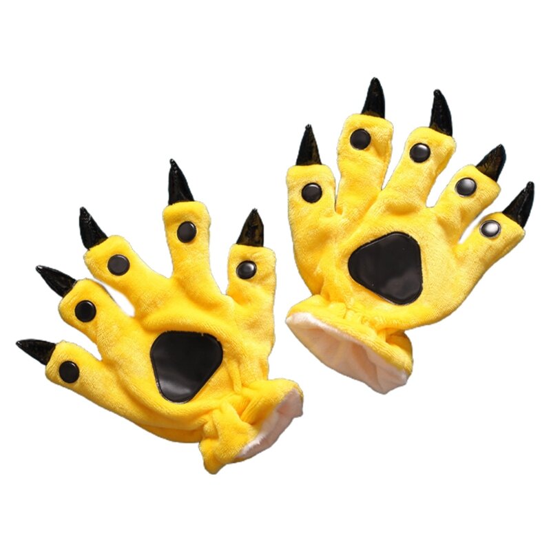 Cartoon Dinosaur Paw Gloves Funny Fluffy Halloween Party Performance 12 Color