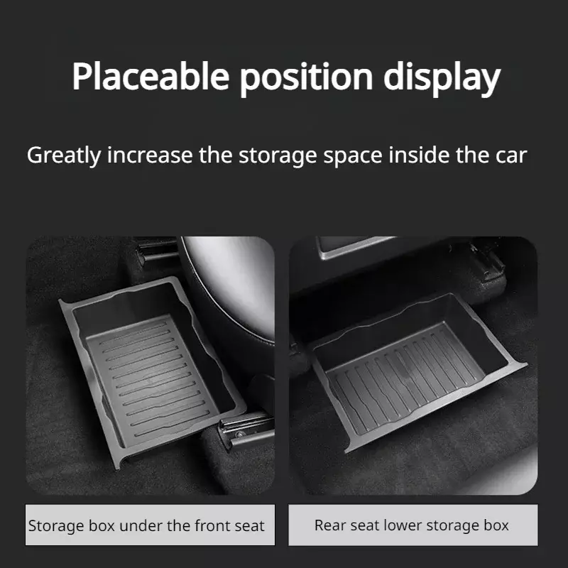 กล่องเก็บของใต้ที่นั่งสำหรับลิ้นชัก Tesla รุ่น Y กล่องเก็บของ TPE แบบกดดึง2023อุปกรณ์ตกแต่งภายในรถยนต์