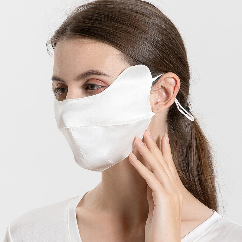 Birdtree 100%Real Silk Sunscreen Mask UV Protection Breathable Sun Protection Eye Face Protection Summer Shading New A41336QC