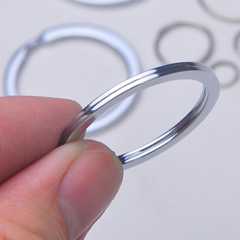 50 pçs prata-chapeado metal em branco chaveiro anel chave do sexo feminino masculino chaveiro chaveiro diy acessórios chaveiro anel rachado