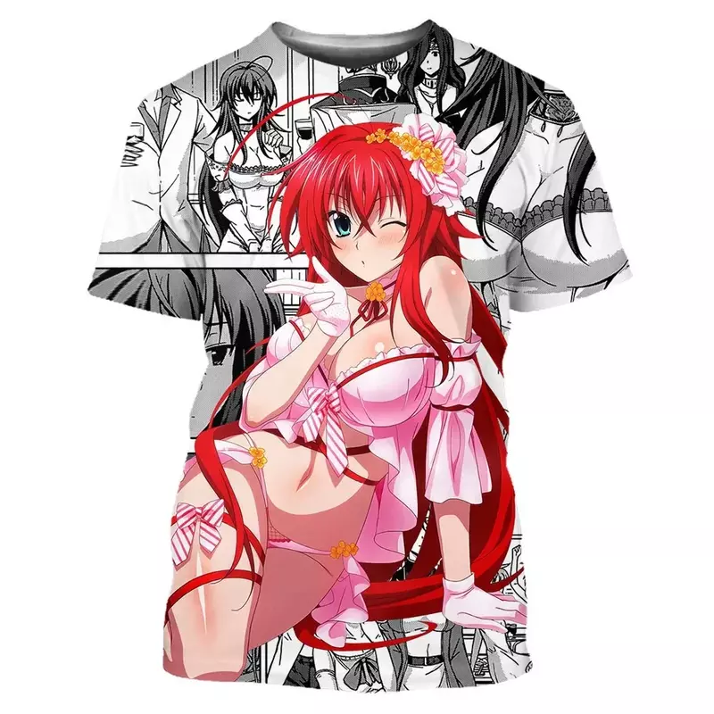 T-shirt imprimé 3D pour hommes et femmes, Streetwear unisexe, Chemises décontractées, Anime sexy, Manga, Lycée, DxD, Bol, Mode d'été