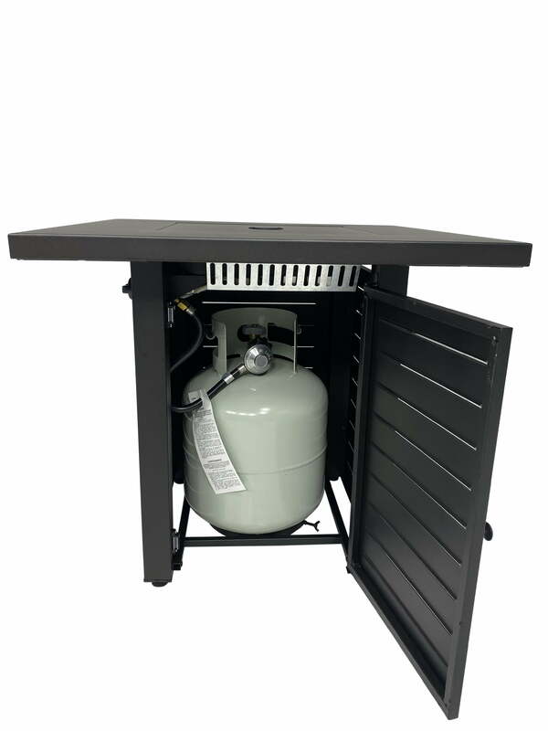 Table de foyer au gaz propane carré avec roches de lave, couvercle en métal et couvercle de protection, noir, 50000 BTU, 28 po