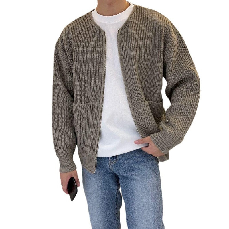 Вязаные свитера для мужчин, кардиган, Мужская Осенняя теплая одежда, роскошный винтажный новый свитер Y2k, зимняя хлопковая Теплая мужская одежда