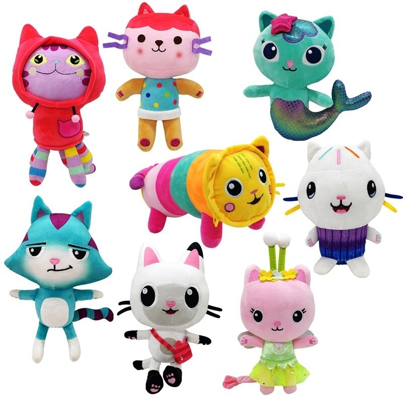 Maison de poupée Gabby, jouet en peluche Mercat, dessin animé, chat souriant, voiture, chat, câlin, poupées pour filles, cadeaux de noël pour enfants, nouvelle collection