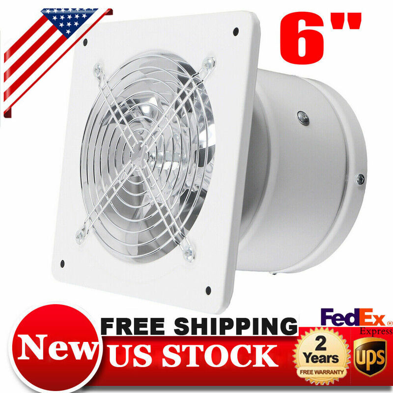 6in Wall Extractor Exhaust Fan Low Noise Ventilation Blower Window for Kitchen Bathroom Toilet White 110V 40W
