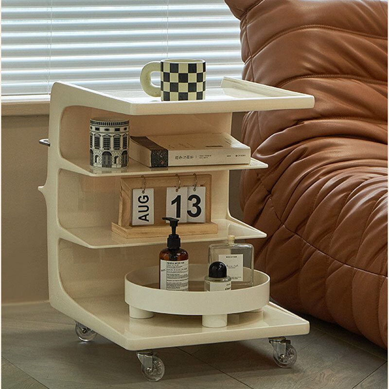 Light Luxury Livingroom Sofa Side Tea Table Acrylic PC Mobile Furniture Auxiliary Coffee Tables Nordic Home Bedside Cabinet Cart
