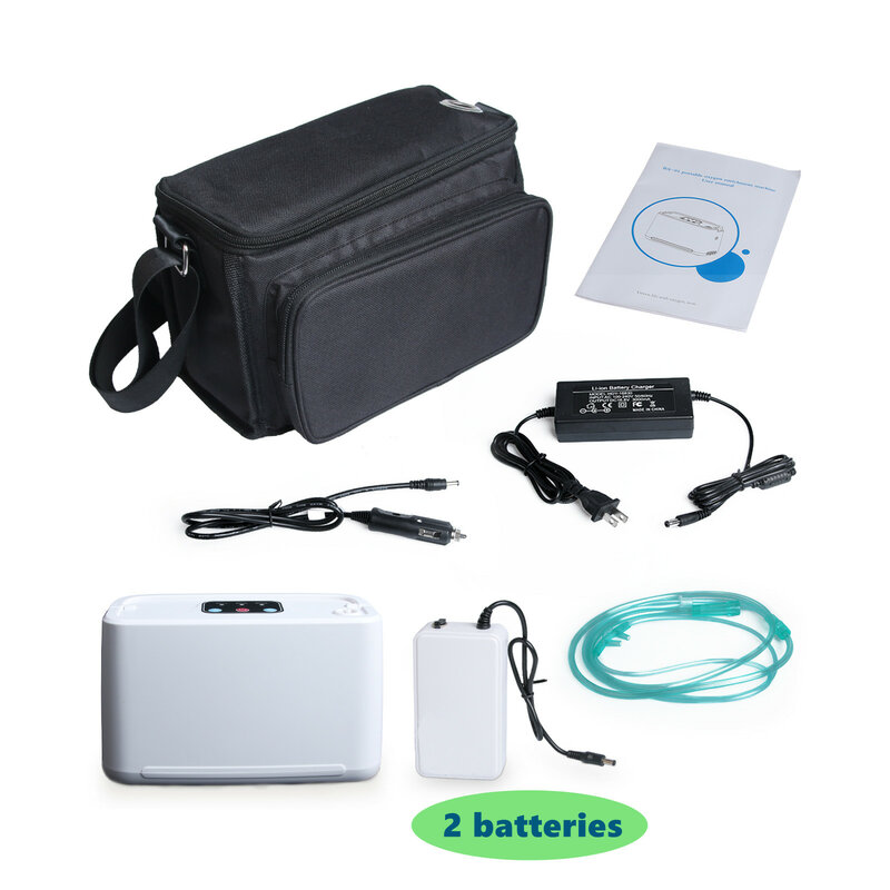 Mini generatore di ossigeno a 2 batterie portatile per viaggi all'aperto 32.5% macchina per dispositivi di concentrazione di ossigeno sportivo impulsivo