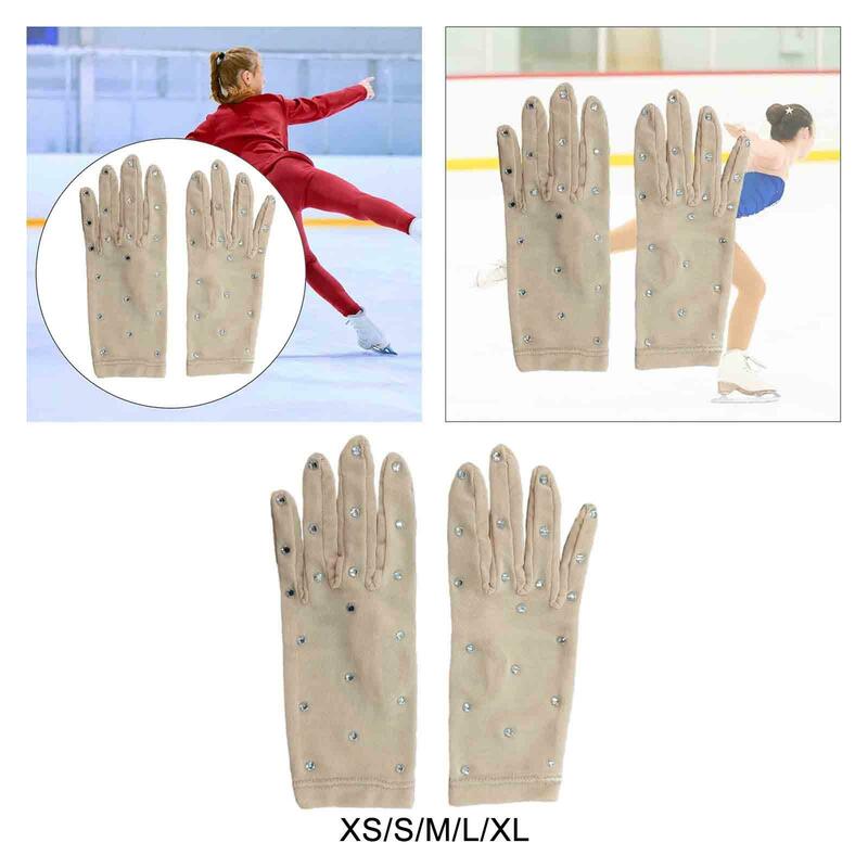Перчатки для катания на коньках, тренировочные перчатки, модные, блестящие женские Украшения, разноцветные перчатки для тренировок