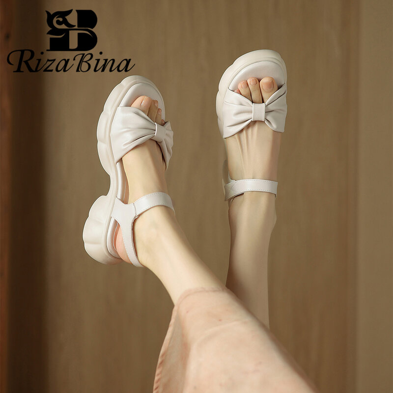 RIZABINA-sandálias plataforma para mulheres, dedo do pé redondo, fundo grosso, sapatos slingback diários de verão, sapatos concisos de escritório, tamanho 36-43, 2024