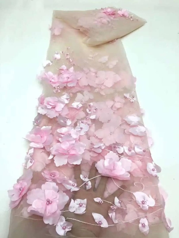 Tela de encaje francés con flores en 3D, tejido africano de alta calidad con cuentas, para x-0200 de boda, 2022
