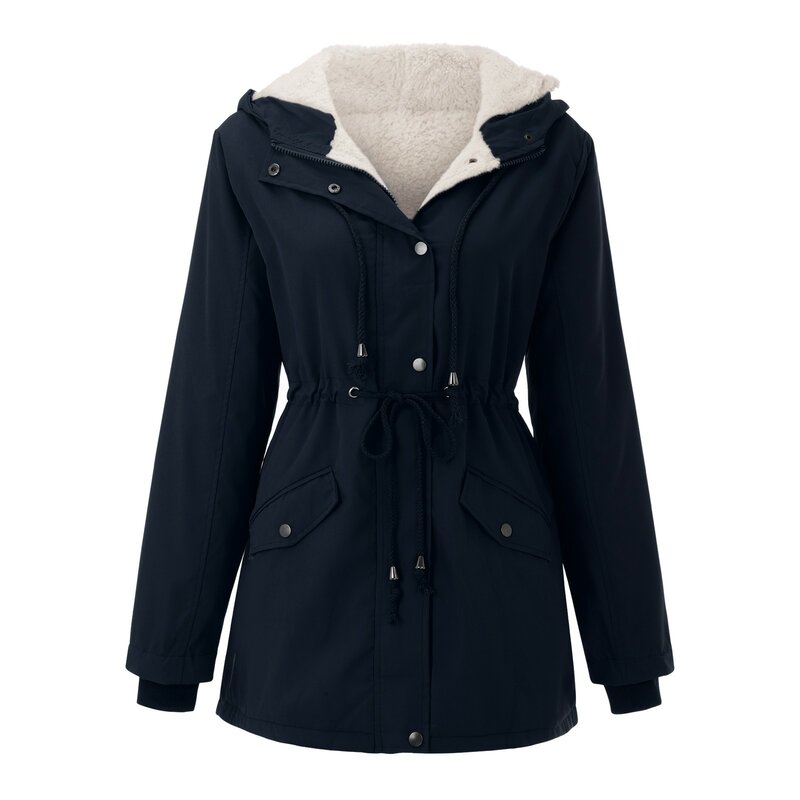 Abrigo grueso Vintage para mujer, chaqueta de trabajo cálida de manga larga con cuello de solapa, talla grande, para uso diario, invierno, 2023