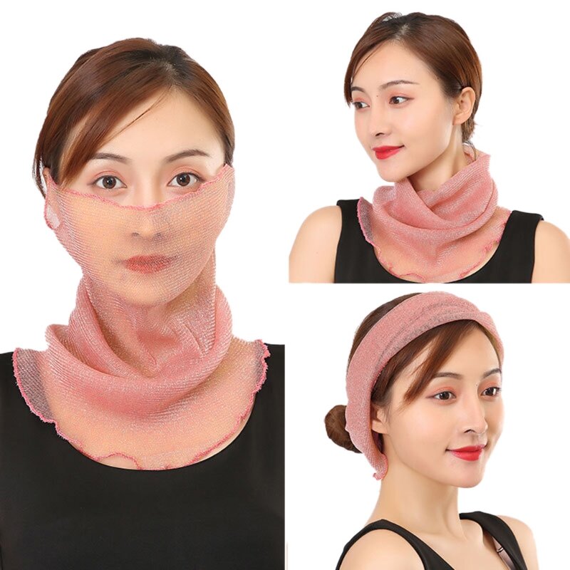 Женская многофункциональная маска для шеи с мерцающей сеткой в ​​стиле ретро с цветочным рисунком для защиты от солнца, шарф, на