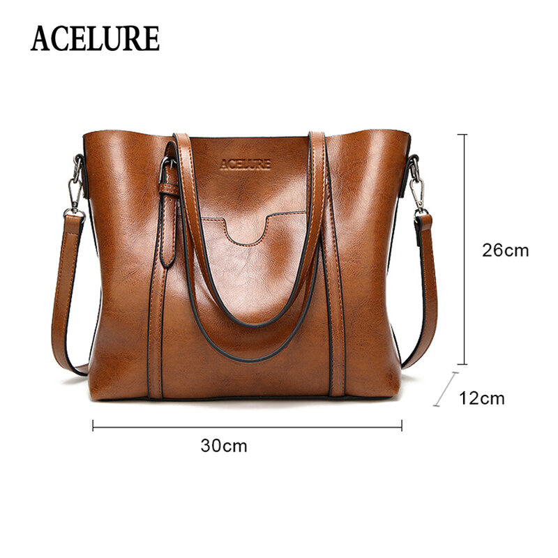 Acelure女性バッグオイルワックス女性の革のハンドバッグの高級女性のハンドバッグと財布の女性のメッセンジャーバッグビッグトートバッグ嚢bols
