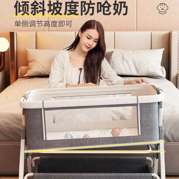 Aluminium legierung Krippe Spleißen Queen-Bett multifunktion ale abnehmbare Klapp bett Babybett Wiege Bett