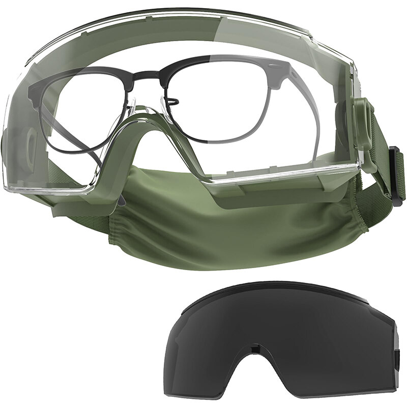 OneTigris Tactical Goggles Over Glasses, Anti Fog Tactical Eyeglasses, Safety OTG Goggles Protection with Interchangeable Len