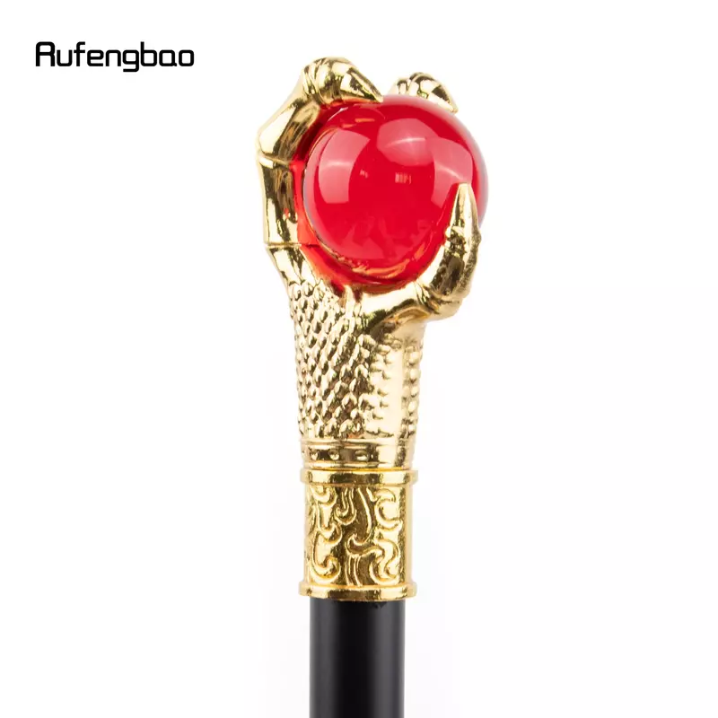 Dragon pazur czerwone szkło piłeczka złoty laska moda dekoracyjna kijki trekkingowe Cosplay laska gałka pastorał 93cm