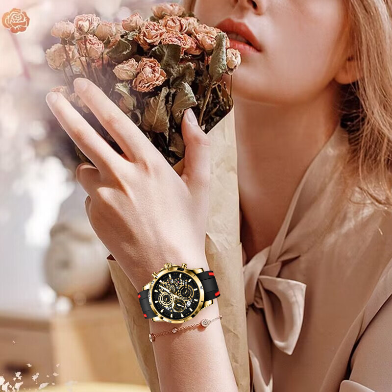 นาฬิกาแฟชั่น Lige 2023สำหรับผู้หญิงนาฬิกาควอตซ์ซิลิโคนแบรนด์หรูหราของผู้หญิงลำลองโครโนกราฟกันน้ำนาฬิกาผู้หญิง