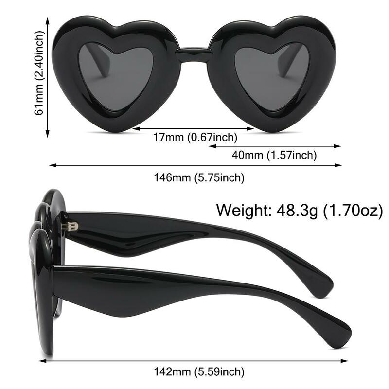 Hartvormige Opgeblazen Zonnebril Trendy Uv400 Bescherming Dikke Frame Dikke Zonnebril Grappige Tinten Voor Vrouwen