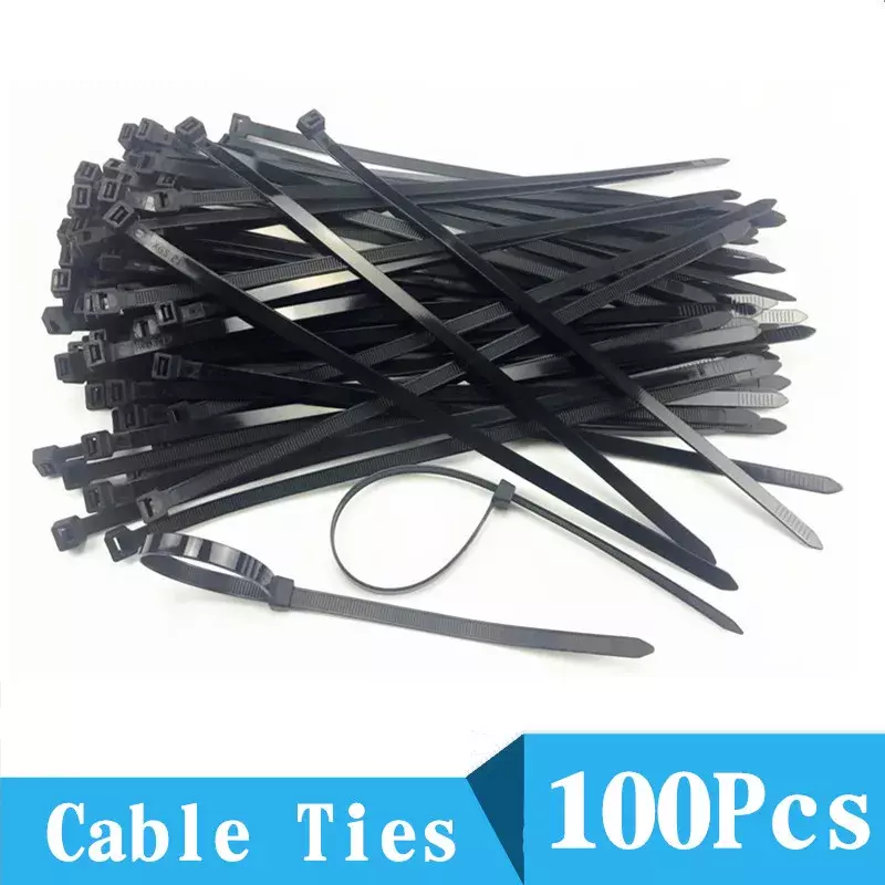 Self-locking Plastic Nylon Tie 100 PCS Black 5X300cable Tie Fastening Ring 3X200 Cable Tie Zip Wraps Strap  Nylon Cable Tie Set