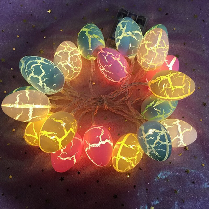 Linternas transparentes para huevos de Pascua, luces blancas cálidas con batería, 3V, IP42, PVC, decoración de fiesta, patrón de grietas de Halloween