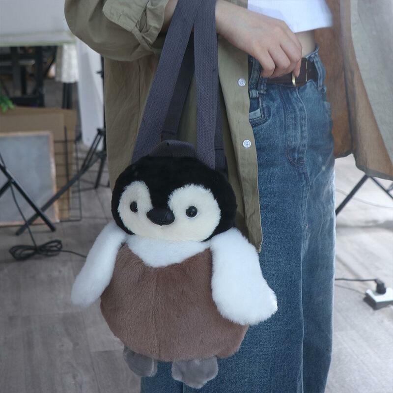 Penguin Plush Toys Mobile Phone Bag Cellphone Holder Stuffed Backpack Bag Plush Shoulder Bag Animal Backpack Penguin Plush Bag