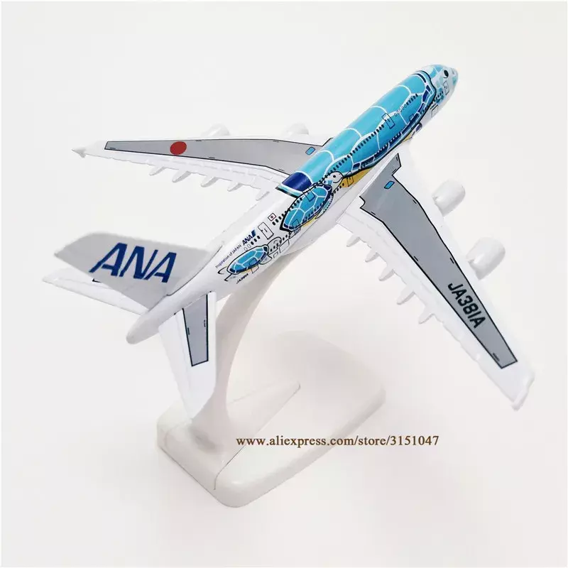 Blauw 16Cm Air Japan Ana Cartoon Zeeschildpad Airbus A380 Airways Airlines Metalen Legering Vliegtuig Model Vliegtuig Diecast Vliegtuigen