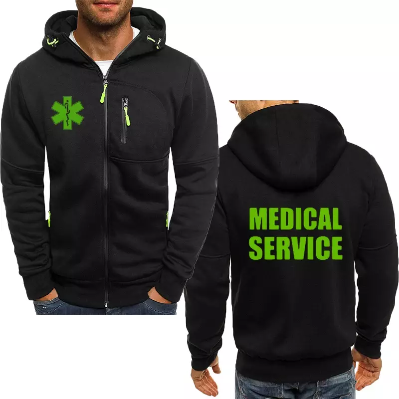 Merek hoodie pria pakaian olahraga kasual EMT darurat ambulans musim semi musim gugur bulu merek hoodie pria jaket sweatshirt