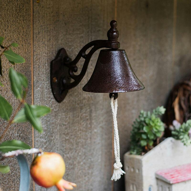Campana colgante de hierro fundido para puerta de entrada, timbres decorativos de montaje en pared para patio, casa y porche