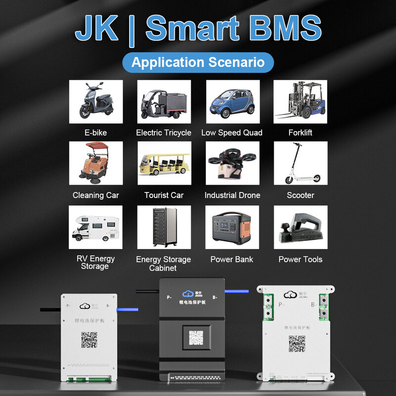 JKBMS-sistema de gestão esperto da bateria do Li-íon Lto do BMS, 2A corrente ativa do equilíbrio, 200A, 7S, 8S, 10S, 12S, 13S, 16S, 20S, LiFePO4