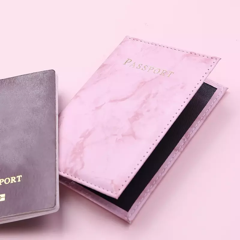 Custodie per porta passaporto da viaggio moda donna custodie per borse modello in marmo rosa copertine per passaporto sottili borse accessori da viaggio essenziali