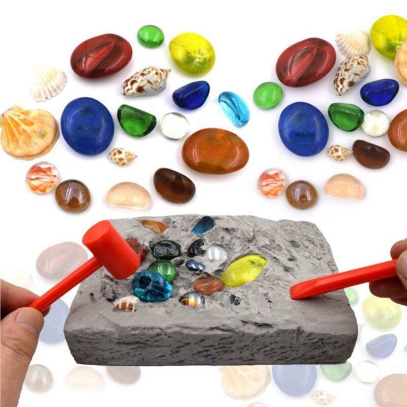 Conjunto de pedras preciosas para crianças, brinquedo de mineração, ciência educacional precoce, pedras preciosas, festa, escola, presentes de verão