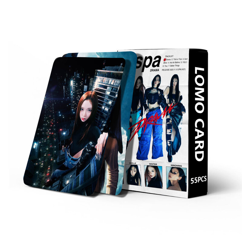 Kpop-パーソナライズされたフォトカード,アルバムを歓迎する新しいアルバム,韓国のファッション,かわいいギフト,55ピース/セット 55pcs/set Kpop Aespa Photocards Lomo Cards New Album Welcome To My World Photocard Korean Fashion Cute Fans Gift