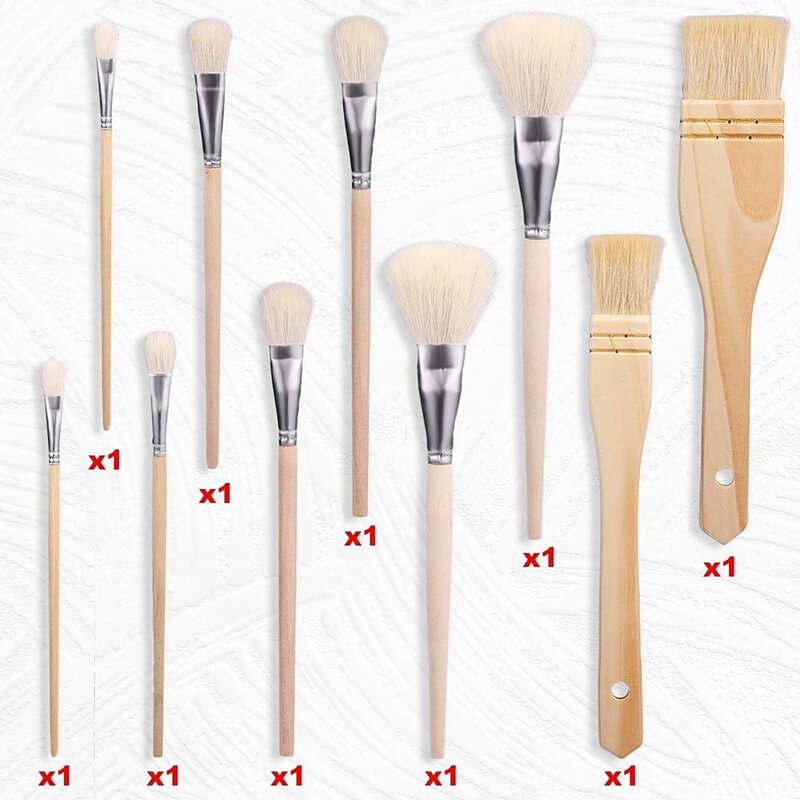 10Pcs Paint Brushes, Various Sizes Goat Hair Paint Brushes For Painting Walls Soft Fur Gilding Brush For Painting Reusable